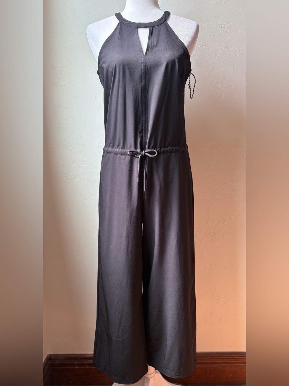 Kyodan Outdoor Black Halter Wide Leg Jumpsuit Open Back NWOT Small
